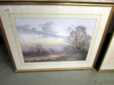 A framed and glazed watercolour rural scene, COLLECT ONLY.