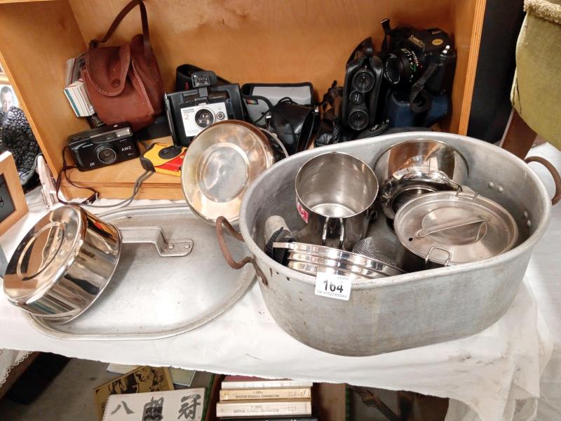 A Galvanised tub & pans etc.