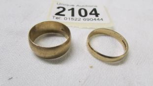 Two 9ct gold wedding rings, size O and size M, 6.1 grams.