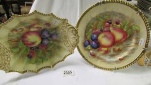 An Aynsley fruit pattern plate and dish.