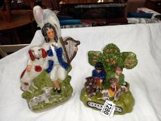 2 Staffordshire flat back figures