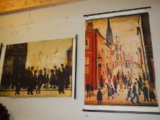 Two L S Lowry prints on silk.