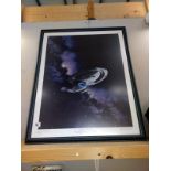 A framed and glazed Star Trek 'Voyager' The Star Trek art collection framed print 81cm x 66cm (