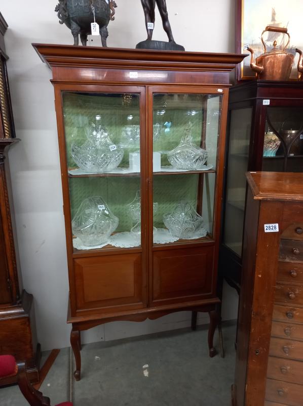 A mahogany display cabinet. COLLECT ONLY.