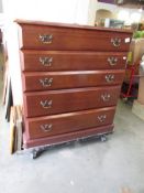 A good quality five drawer chest, 94 x 48 x 100 cm tall, COLLECT ONLY.