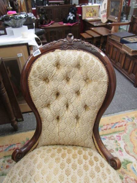 A Victorian mahogany cabriole leg ladies chair. COLLECT ONLY. - Image 2 of 3