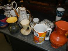 A mixed lot of tea ware including teapot and four vases.