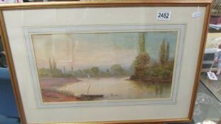 A framed and glazed rural scene signed L Lewis, 60 x 41 cm, COLLECT ONLY.