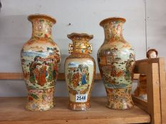 Three Japanese Satsuma vases.