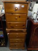 A pair of pine bedside chest of drawers. 46cm x 38cm x Height 61cm. COLLECT ONLY.