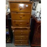 A pair of pine bedside chest of drawers. 46cm x 38cm x Height 61cm. COLLECT ONLY.