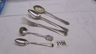 Approximately 249 grams of hall marked silver flatware.