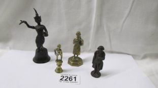 Four early to late 19th century bronze and brass figures.