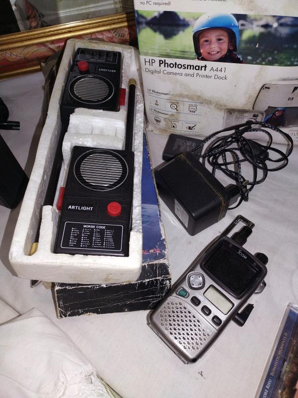 A pair of Artlight walkie talkies, vintage Saisho tv, digital alarm clock etc - Image 2 of 4