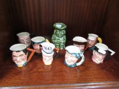 Nine miniature Toby jugs.