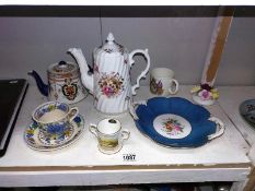 A mixed lot including Aynsley coffee pot, Mason's & Coalport etc.