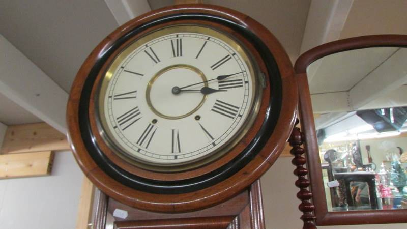 A mahogany drop dial regulator wall clock. COLLECT ONLY. - Image 2 of 3
