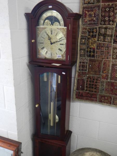 A modern moon phase long case clock with multi chimes, Fenclocks of Suffolk, 179cm tall, COLLECT.