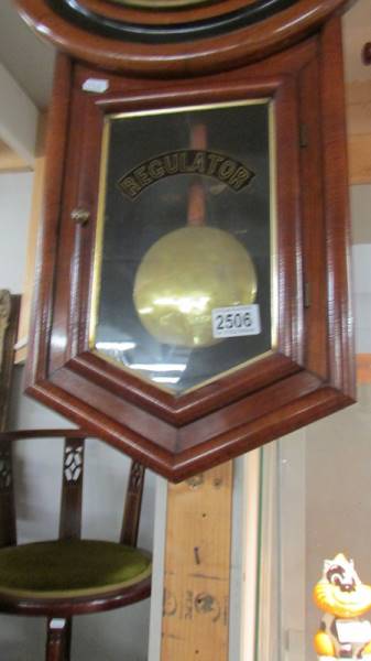 A mahogany drop dial regulator wall clock. COLLECT ONLY. - Image 3 of 3