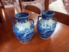 Two Spode blue and white vases.