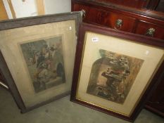 Two old framed and glazed prints, COLLECT ONLY.
