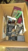 A box of old camera's including folding examples.