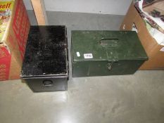 Two metal strong boxes, one lockable but no key. COLLECT ONLY.