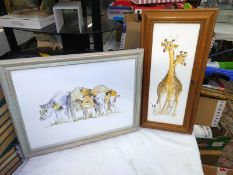 2 framed animal prints