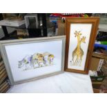 2 framed animal prints