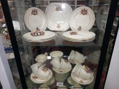 A June 2nd 1953 Queen tea set by Aynsley & Co (approximately 27 pieces)(2 shelves)