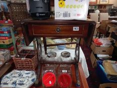 A drop side table with drawer, Lion paw caster & Lyre leg detail A/F COLLECT ONLY