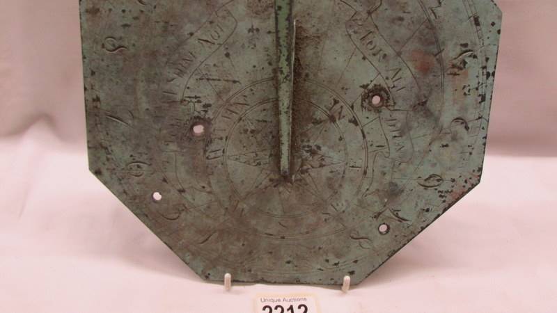 A 19th century octagonal bronze sundial, 25.5 cm. - Image 2 of 2