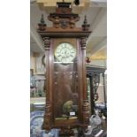 A Victorian mahogany double weight Vienna wall clock, COLLECT ONLY.