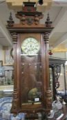 A Victorian mahogany double weight Vienna wall clock, COLLECT ONLY.