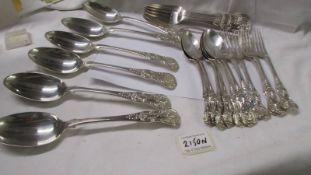 A quantity of hall marked silver Kings pattern cutlery. Approximately 55 ounces.