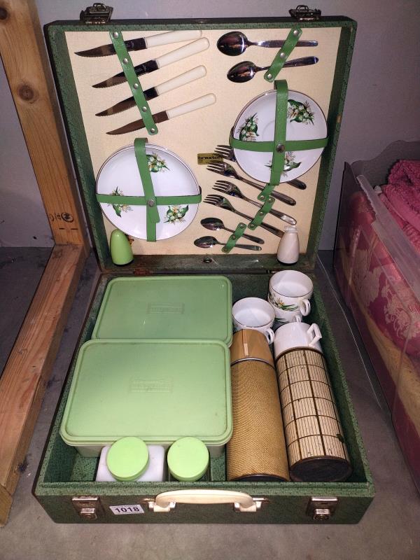 A vintage Brexton cased picnic hamper