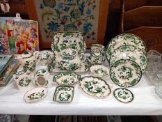 18 pieces of Mason's 'Charteuse' pattern including teapot, clock & piggy bank etc.