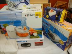 A Philips CD sound machine, a Kenwood shredder slicer, a travel electric jug etc., COLLECT ONLY.