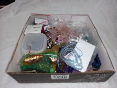 A box of part made necklaces including pearl & other stones