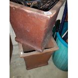 Two large fired clay planters, 42 cm square x 44 cm deep. COLLECT ONLY.