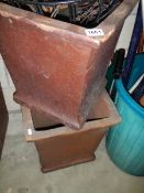 Two large fired clay planters, 42 cm square x 44 cm deep. COLLECT ONLY.