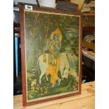 A print of Lord Krishna standing next to a cow, COLLECT ONLY.