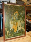A print of Lord Krishna standing next to a cow, COLLECT ONLY.