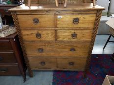 An Edwardian oak seven drawer chest with iron handles. 95cm x 45cm x height 110cm. COLLECT ONLY