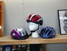 3 bicycle helmets