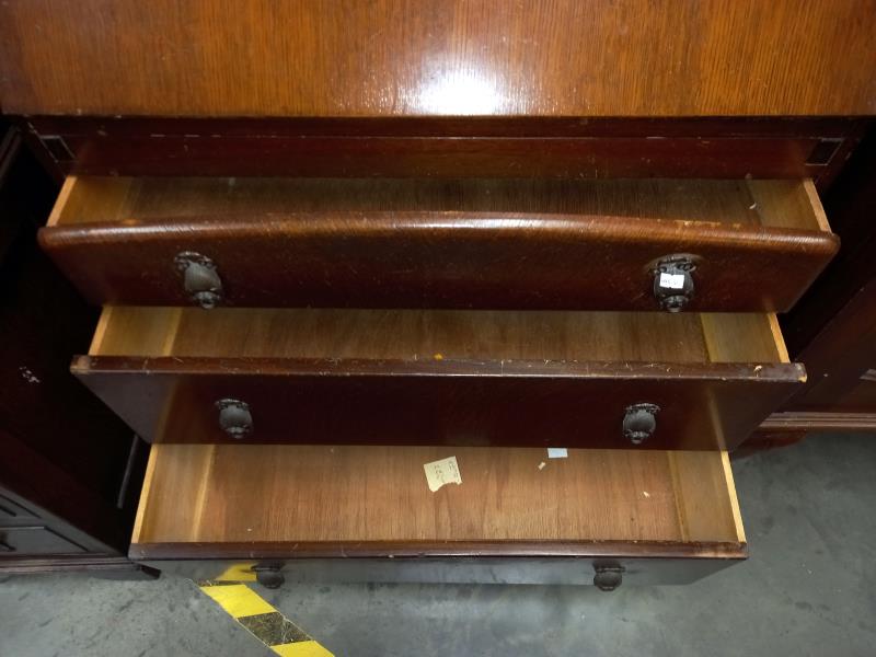 A 1930's oak bureau bookcase with leaded glass doors COLLECT ONLY. - Image 2 of 3