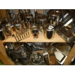 Approximately 30 pieces of stainless steel including teapots, plates etc.,