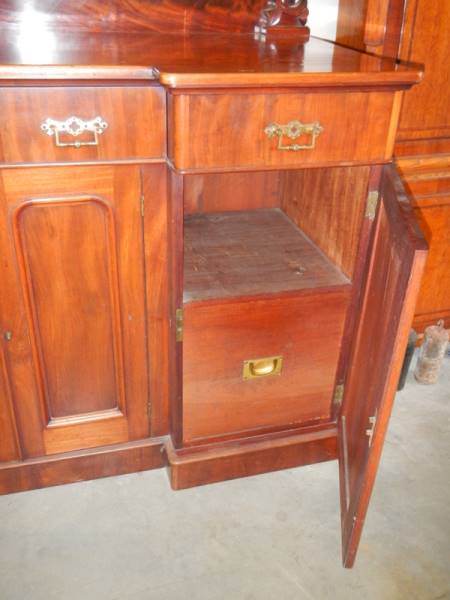 A Victorian mahogany break front sideboard with flame mahogany back panel, 153 wide x 55 cm deep, - Image 2 of 2