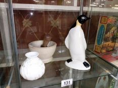 A Wedgwood Pestle & Mortar & a Poole pottery penguin A/F
