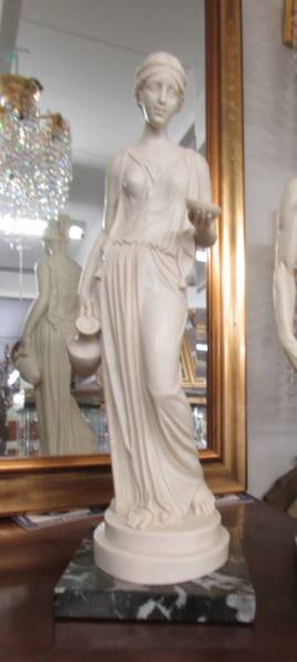 A pair of Grecian style figures on marble bases. - Image 3 of 3